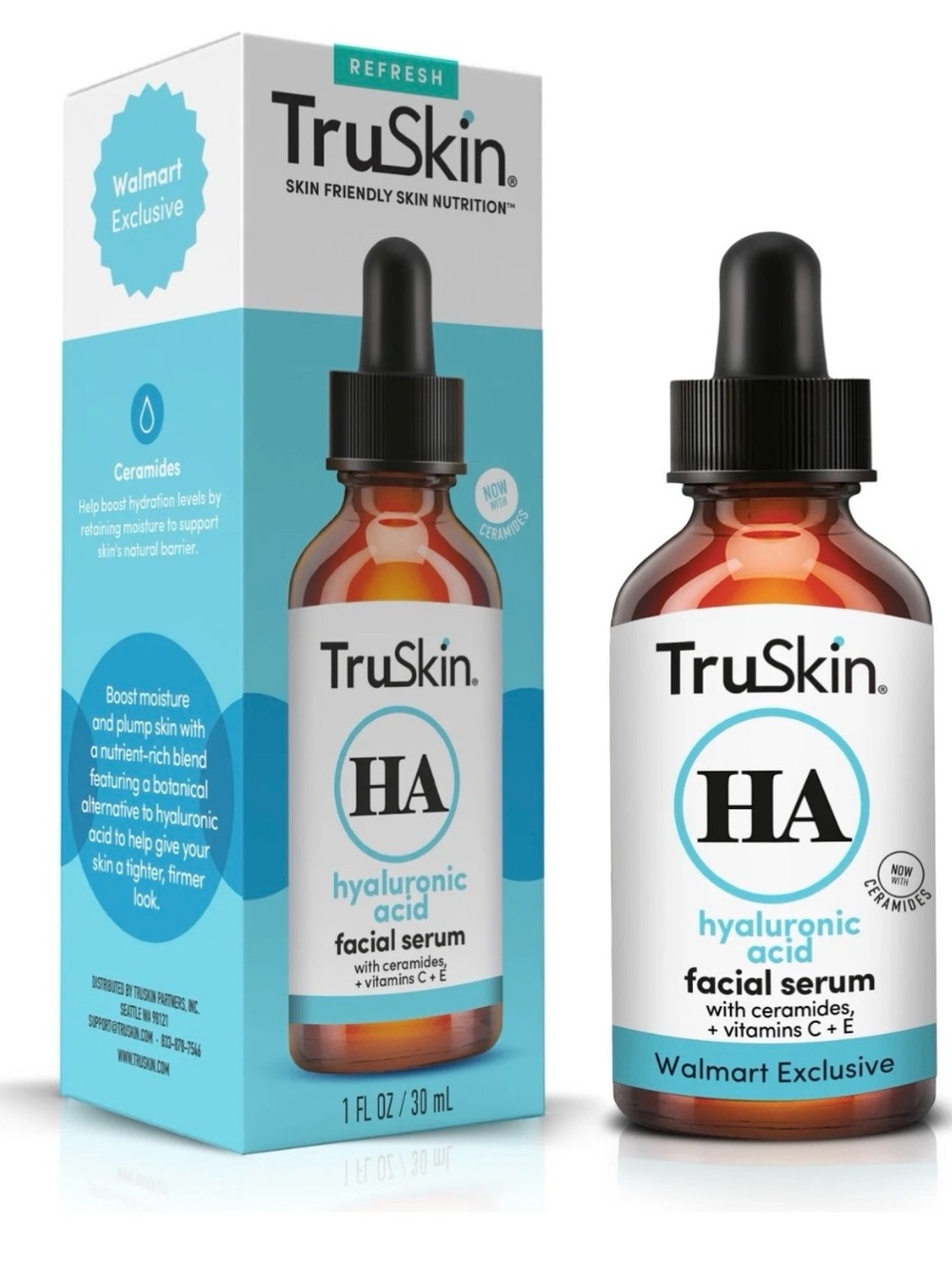Skin TruSkin Hyaluronic Acid Facial Serum - Blue, White, Amber Bottle